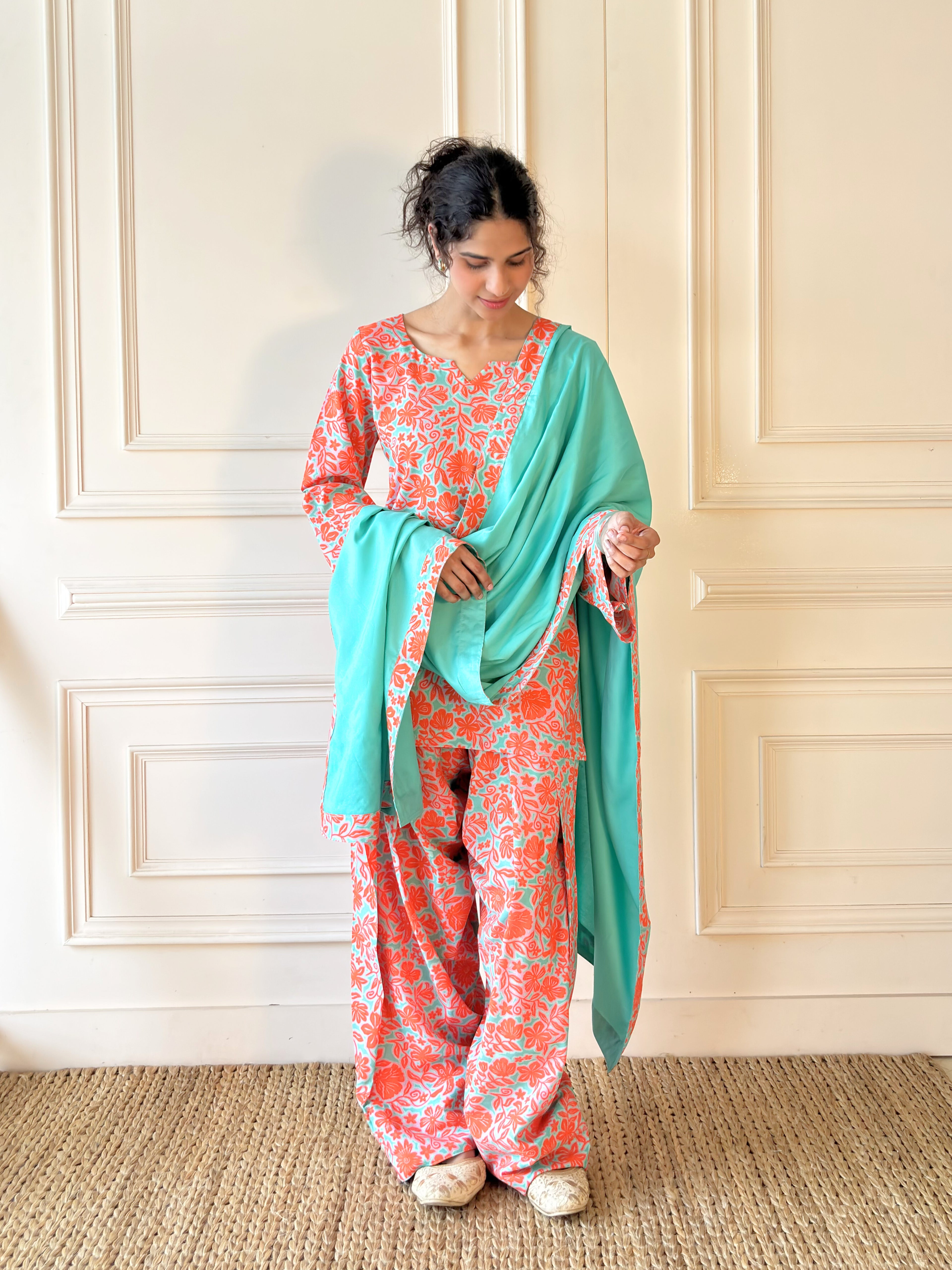 Orange Lily With Dupatta